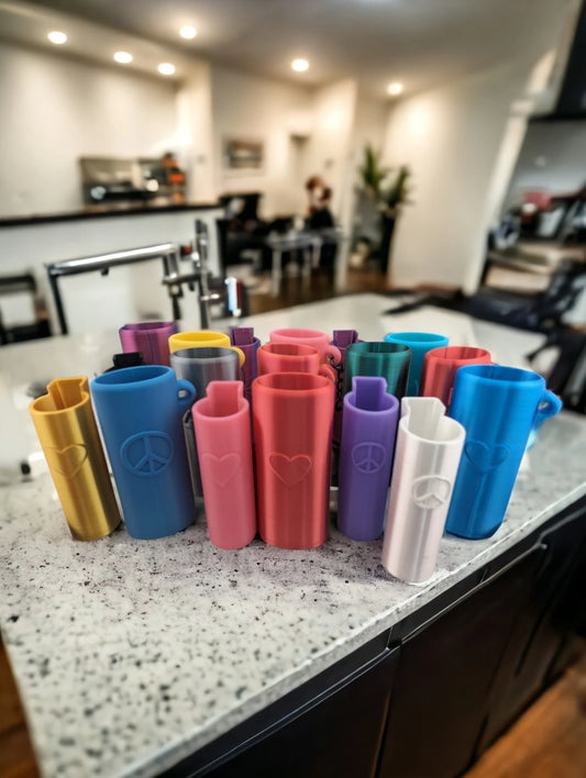 Hearts and Peace lighter Sleeve/Cover for Bic and Clipper Lighters